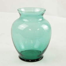 Vintage Aqua Blue Glass Vase 6.5in x 5in