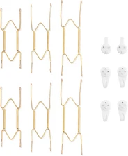 Bilillo 6-Piece Stainless Steel Wall Plate Hangers, 6/8/10 Inch, Gold