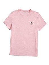 Mens Summer Graphic T Shirts Short Sleeve Casual Large Light Pink Tropical