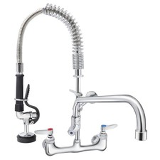 Commercial Pre-Rinse Kitchen Sink Faucet w/ Sprayer Mixer Tap 21-47in