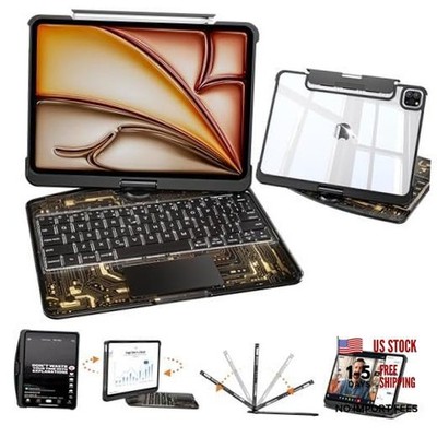 Clear Keyboard Case for iPad Air11''(M2/M3)/Air5/4th/ Pro11''(1-4) Clear Black