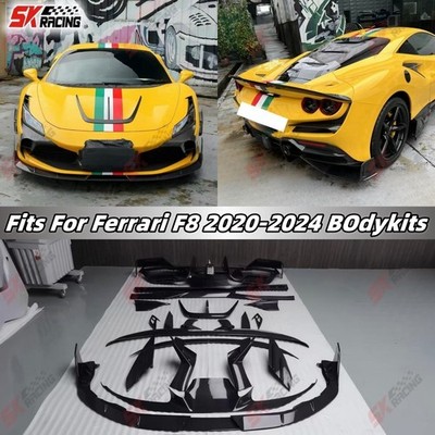For Ferrari F8 20-24 Dry Carbon Front Bumper Lip Rear Diffuser Spoiler Wing Kits