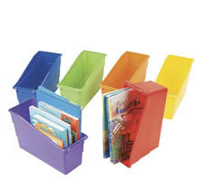 6 Pack Colorful Plastic Classroom Book Bins Book Storage Organizer for School