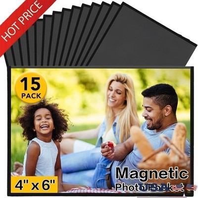 Magnetic Photo Frames 15 Pack 4x6 Inch Scratch Proof Easy Clean Home Office New