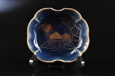 F6823: Japanese Old Imari-ware lapis lazuli glaze Chestnut painting PLATE/dish