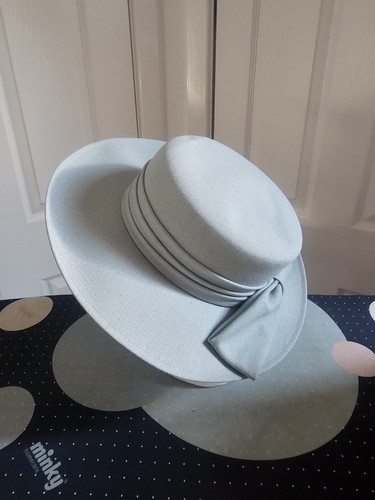 Cappello vintage Jacques Vert misto lana verde menta anni 80 tesa larga con fiocco - Foto 2 di 13