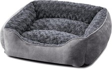 JOEJOY Rectangle Dog Bed for Large Medium Small M 25"x 21"x 8" , Dark Grey