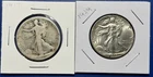 LOT of 2 Coins 1917 & 1919 P Walking Liberty Half Dollar. Circulated. Ungraded