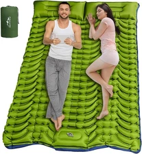 Double Sleeping Pad for Camping, Self Inflating 4" Extra Thick Camping Sleeping 