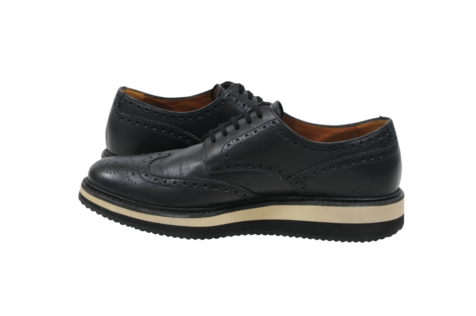 Prada Men Wingtip Platform Brogues US 8 UK7 Black… - image 4