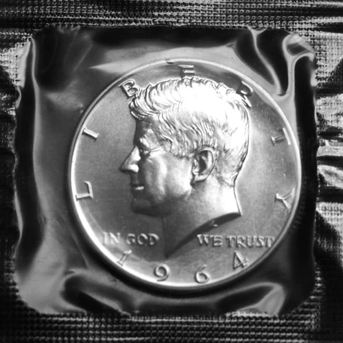 1964 Kennedy Mint Proof Silver Half Dollar in Original Flat Pack Cellophane