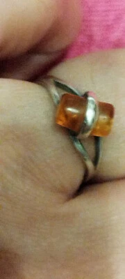 BAGUE ARGENT ambre T 50/51/poinçons/bijoux/Sterling Amber - Photo 1/4