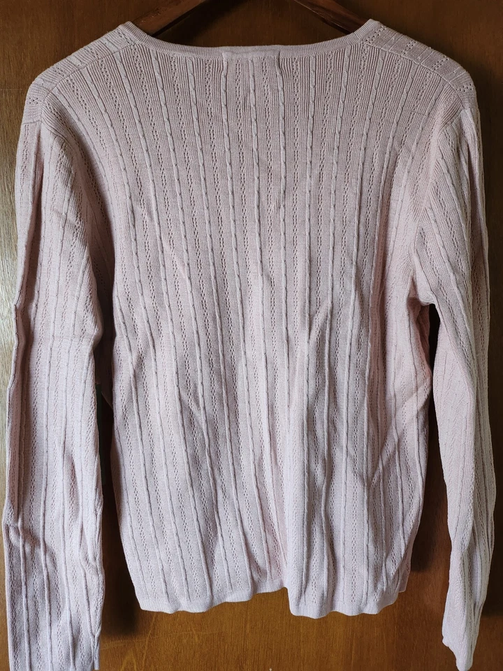 KATE HILL NUEVO CON ETIQUETAS Rosa Mujer Suéter Cárdigan Seda Nylon Grande Ligero Primavera Foto 4 de 4