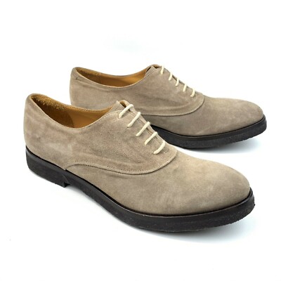 Giorgio Armani Women's Lace Up Taupe Suede Flat Oxfords sz: 39 US 8.5 narrow