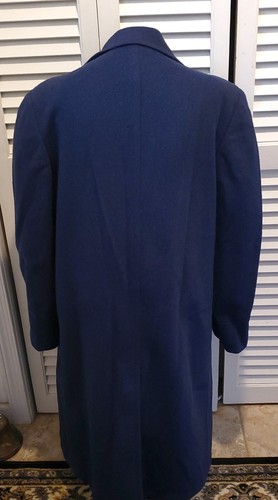 Abrigo de lana vintage JOSEPH'S para hombre azul largo abrigo de invierno botones ocultos - Imagen 4 de 17