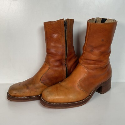 Vintage Frye Black Label Chunky Ankle Boots D Thrashed