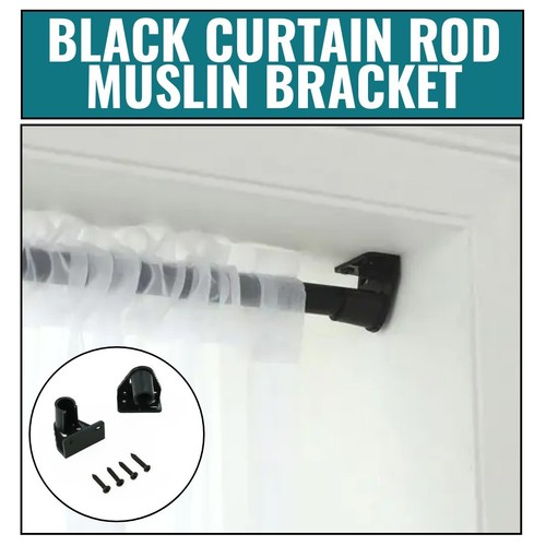 Black Curtain Rod Muslin Bracket Ideal Fitting For Small Windows 2 Value Pack eBay