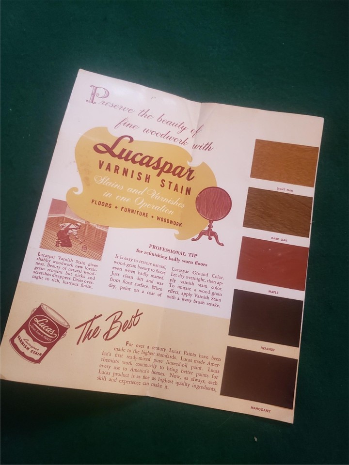 Vintage Lucaspar Paints Varnish Stains Advertising Brochure w Color