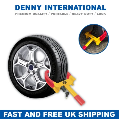 Morsetto Ruota Pneumatici 7" - 11" Auto Furgone Caravan Rimorchio Veicolo Sicurezza | Serratura 2 Chiavi