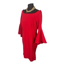Coast Womens Off The Shoulder Roxie Red Bell Sleeve Evening Dress Uk 16 Eu 44