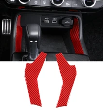 Red Real Carbon Fiber Console Front Storage Box Side Trim Cover Fits 22-25 Civic