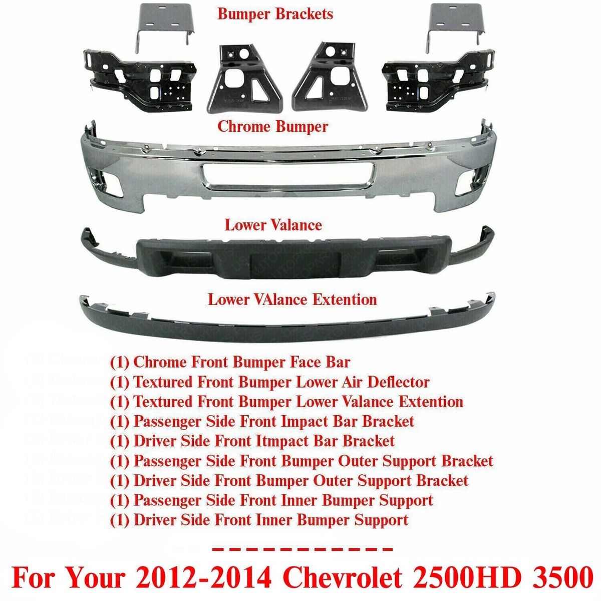 2011-2014 Chevy Silverado 2500 3500 HD Steel Chrome Bumper
