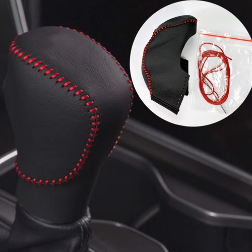 Genuine Leather Stitching Hand Brake AT Gear Shift Knob Cover Fits 05-07 Accord
