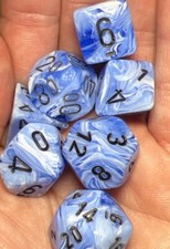 Chessex Vortex Snow Blue/black CHX30029 Polyhedral 7pc Set OOP LAB DICE