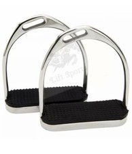 5" DOUBLE OFFSET ENGLISH HORSE RIDING SAFETY STIRRUPS POLISH IRONS FILLIS BOW SS