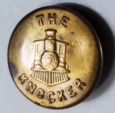 Bb THE KNOCKER Locomotive   Antique Brass OVERALL BUTTON Wobble shank Medium