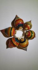New  6  Spinning Top Back Old Day's Traditions Real Wood.