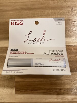 Kiss Lash Couture Strip Lash Adhesive Brush Tip App Clear Latex Free