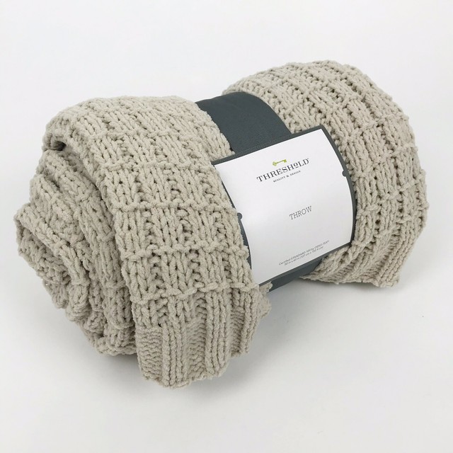 Threshold Target 50" x 60" Chunky Knit Throw Blanket Beige for sale online