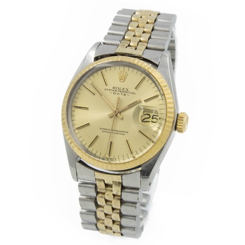 Vintage Rolex OP Date Mens Two-Tone Watch Ref 1500 Champagne 36mm #W128823-1