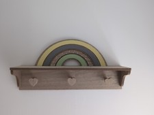 Rainbow Shelf with Heart Hooks 40cm Wide 