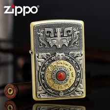 Zodiac Nine Palaces Lucky Compass Turn S-301 Red Ruby Zippo Lighter US Shipping
