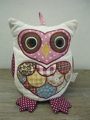 Applikation Patchwork Stoff EULE Knopf Augen Türstopper 8'' / 20cm Original Int'l