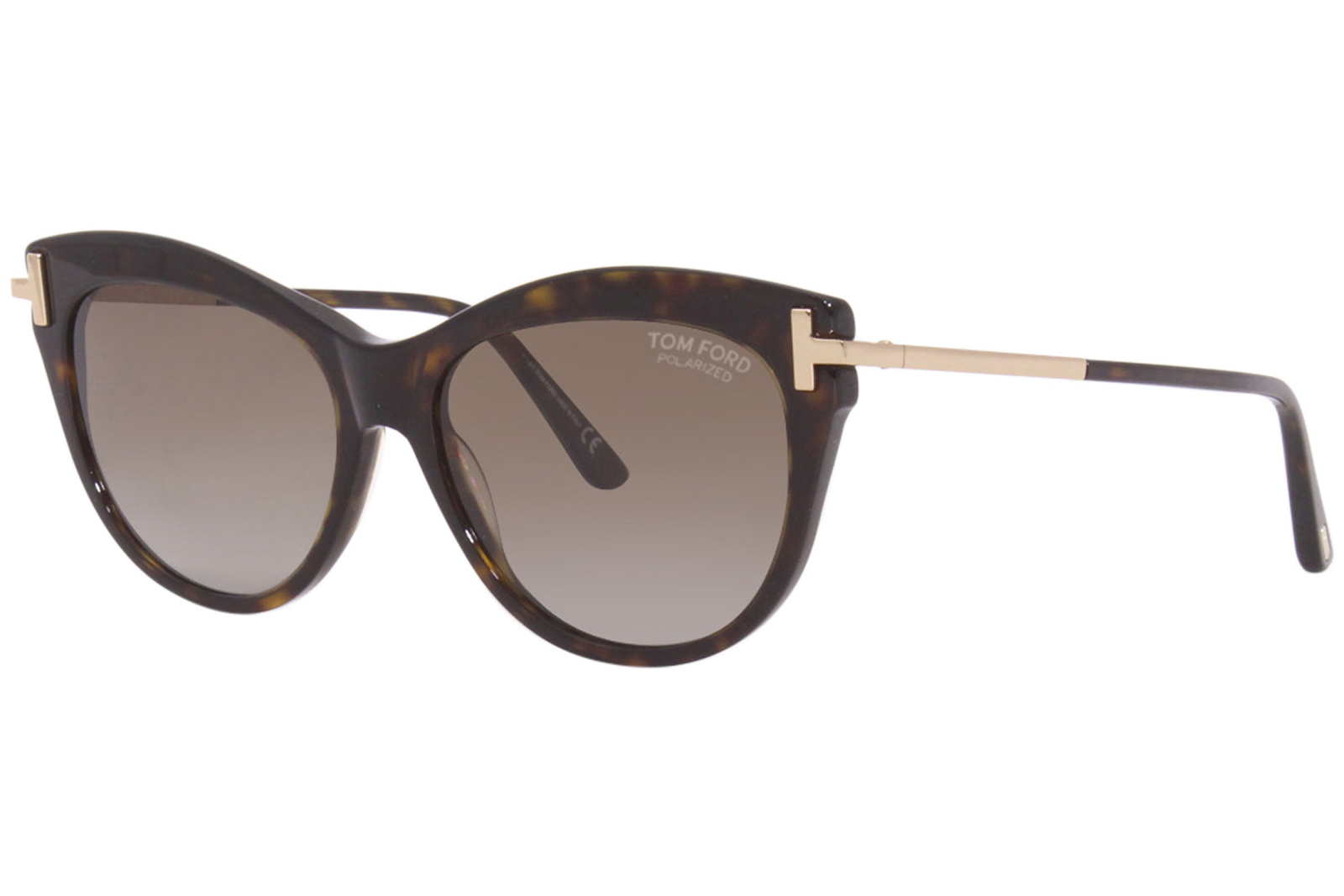 Солнцезащитные очки Tom Ford Kira TF821 52H с поляризацией Shiny Dark Havana-Розовое золотоКоричневый 63690₽