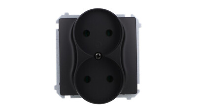 Simon Basic Doppelsteckdose ohne Erdung (Modul), 16A, 250V, Schraubklemmen
