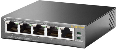 TP-Link TL-SG1005P 5-Port Gigabit Desktop Switch 4x PoE-Ports Schwarz BRANDNEU