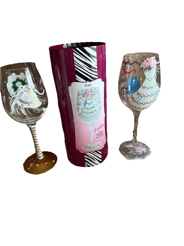 Lolita Wedding Wine Glasses, BRIDE & I Do Boxes See Description Recipes On Bottm