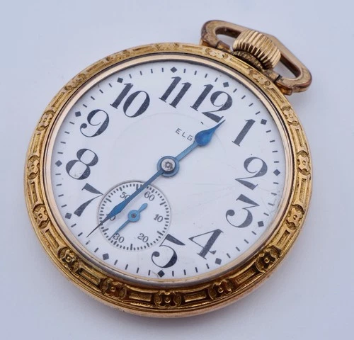 1921 Elgin Grade 387 17j 16s Antique Vintage Pocket Watch GF Case Gold Fill