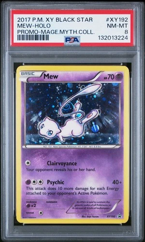 POKEMON XY BLACK STAR PROMO MEW #XY192 HOLO PSA 8 NEAR MINT #132013224 (SWIRL)