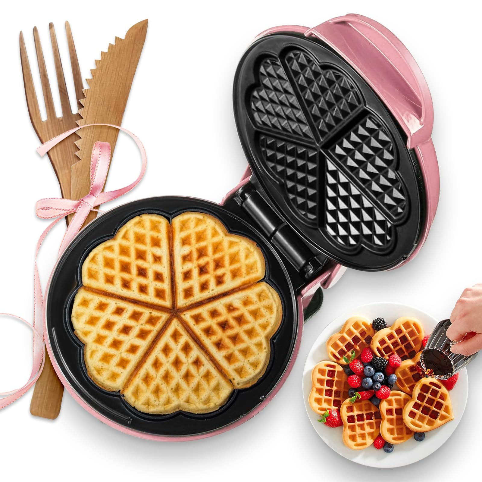 Mini Heart Waffle Maker for Kids