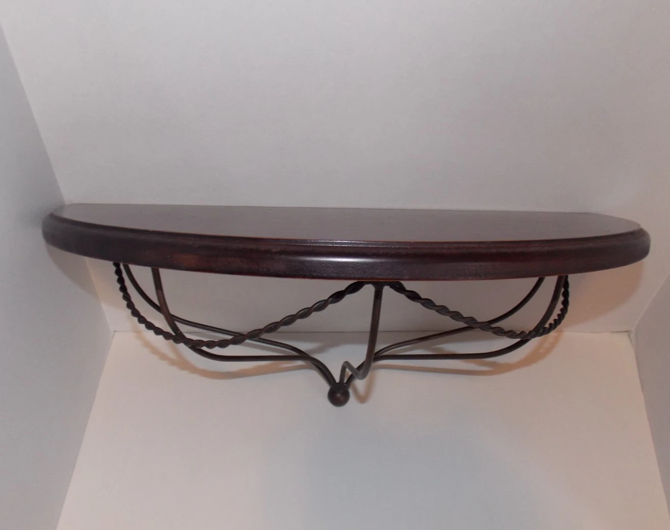 Wooden Metal Design Shelf Wall Mounted Half Moon Shape 20 in