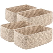 4 Pack Small Storage Shelf Baskets Organizing Mini Woven Rope Storage Bins