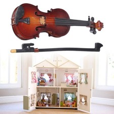 Miniature Violin Stand Model Dollhouses Accessories Role Play Violin Toy