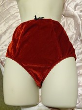 Red Velvet High Waist Knickers, Secret Possessions, Burlesque Lingerie, UK 8–10