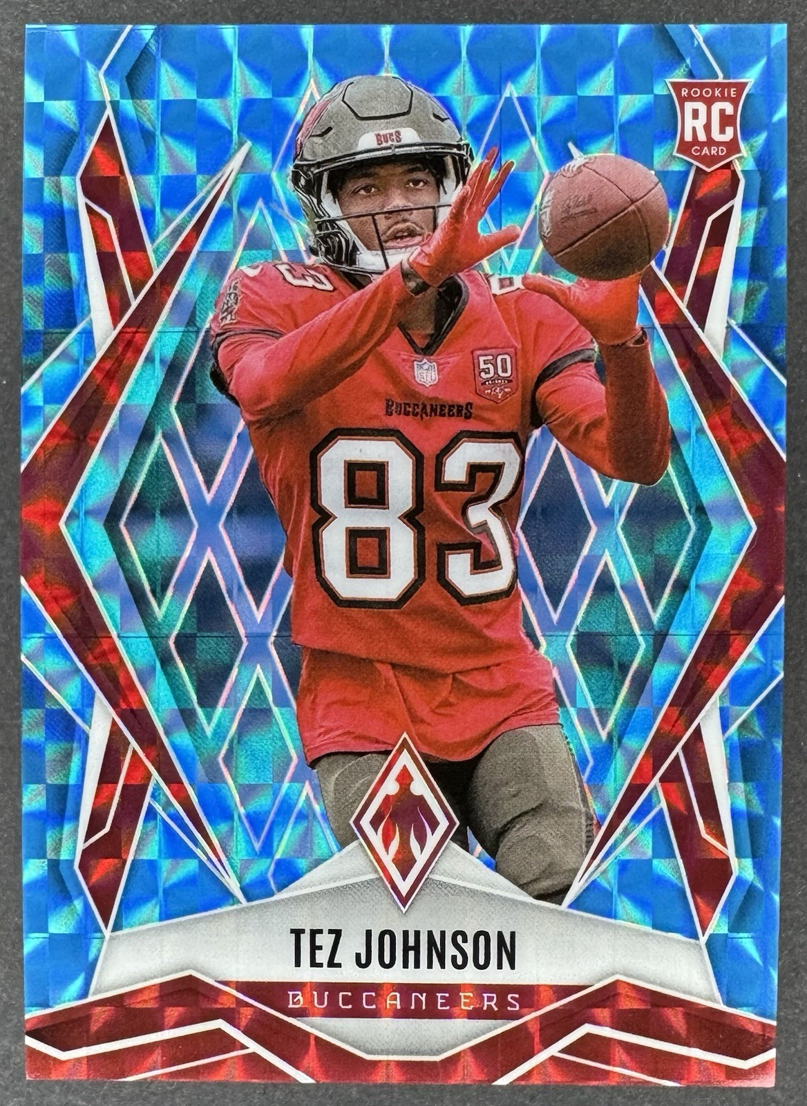 TEZ JOHNSON 2025 PANINI PHOENIX - ROOKIES #166 LIGHT BLUE PYRAMIDS /385 (RC)