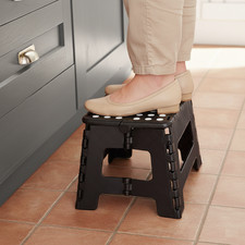 Foldable Step Stool Portable Plastic Folding Chair Lightweight Small Bench Black